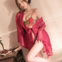 【情趣内衣】玫瑰刺绣三点式睡袍套装 佐卡莲/ZOCOA